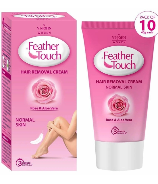 VI-JOHN Feather Touch Rose & Aloe Hair Removal Cream for Normal Skin 40g Each ( 400g) -Pack of 10