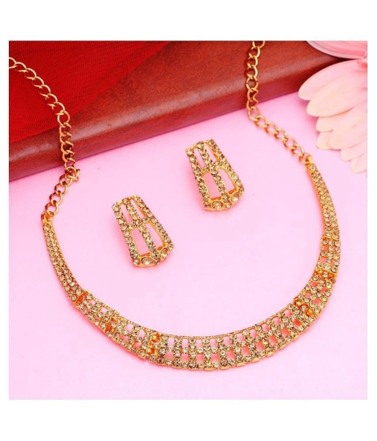 Sukkhi Alloy Golden Traditional Necklaces Set Collar - Golden