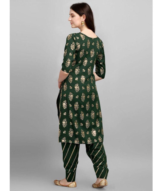 gufrina Rayon Printed Kurti With Salwar Women's Stitched Salwar Suit - Green ( Pack of 1 ) - None