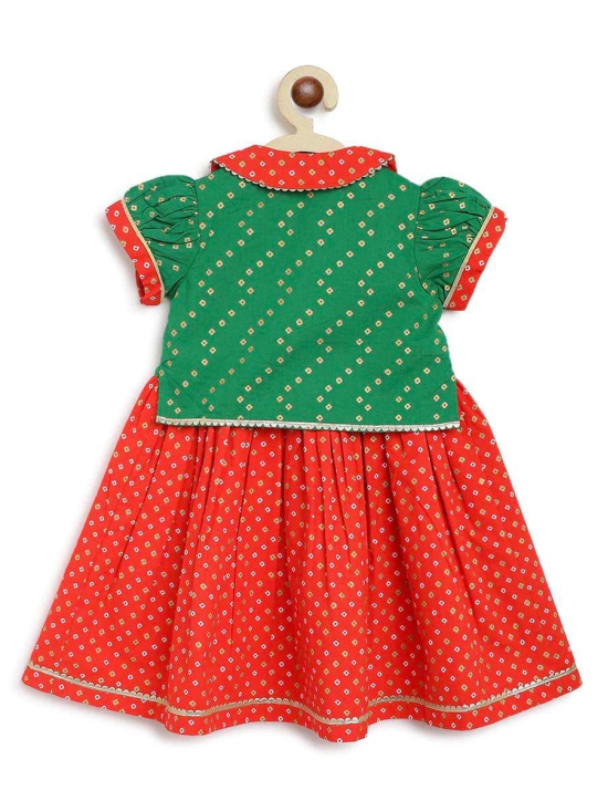 Baby Girl Bandhani Pattu Pavdai-Green 1Y