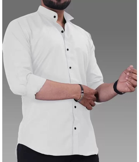 Anand Cotton Blend Regular Fit Solids Full Sleeves Mens Casual Shirt - White ( Pack of 1 ) - None