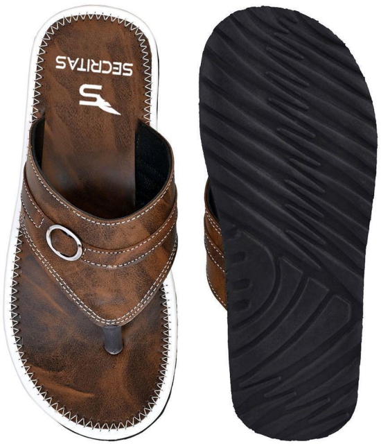 Secritas - Brown Mens Leather Slipper - None