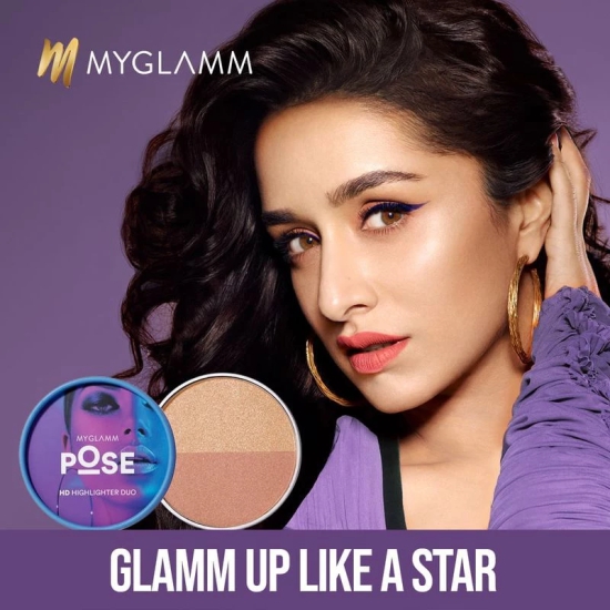 MyGlamm POSE HD Highlighter Duo - Champagne | Rose Gold