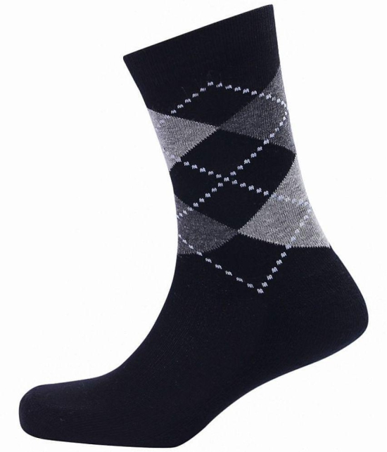 WILDSTUFF - Cotton Mens Self Design Black Mid Length Socks ( Pack of 4 ) - Black