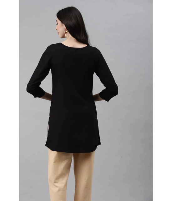 HIGHLIGHT FASHION EXPORT - Black Rayon Womens Straight Kurti - XL