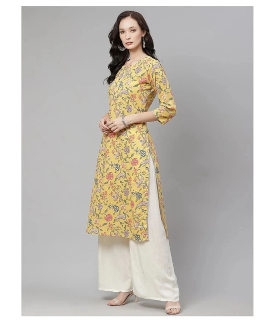 Divena - Yellow Cotton Womens Straight Kurti - 3XL