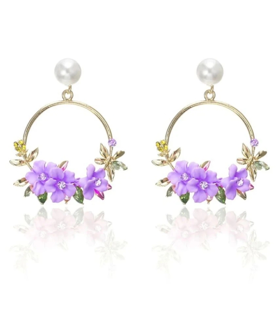 YouBella Jewellery Earrings for women stylish Floral Resin Earrings for Girls and Women (Purple) - Purple