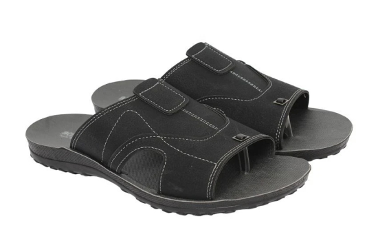 Aerowalk Black Mens Leather Slipper - None