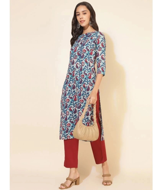 Janasya Cotton Printed Straight Womens Kurti - Multicoloured ( Pack of 1 ) - None