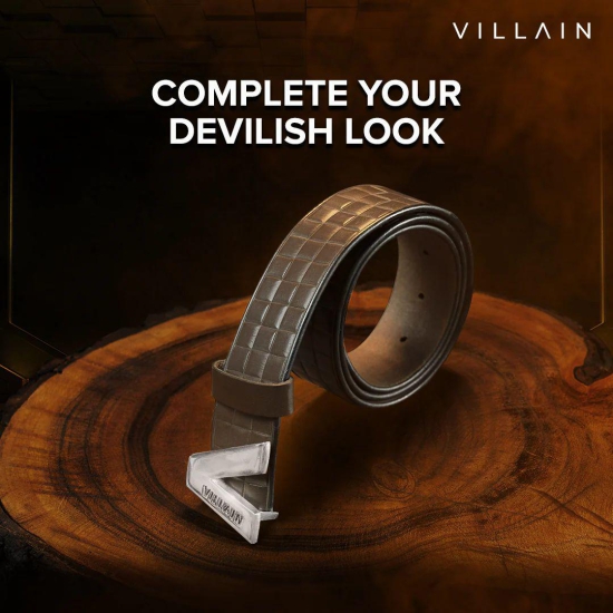 VILLAIN Brown Leather Belt 36