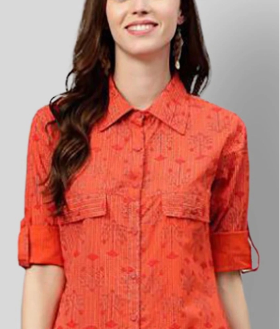 KIPEK - Orange Cotton Womens Straight Kurti ( Pack of 1 ) - 3XL