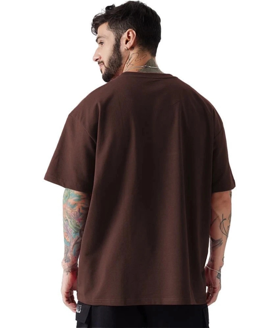 Leotude Cotton Blend Oversized Fit Printed Half Sleeves Mens T-Shirt - Brown ( Pack of 3 ) - None