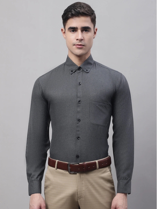 Mens Charcoal Cotton Solid Formal Shirt-L / Grey