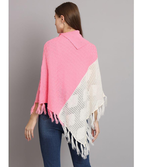 eWools.in Woollen Round Neck Women's Ponchos & Capes - Pink ( ) - None