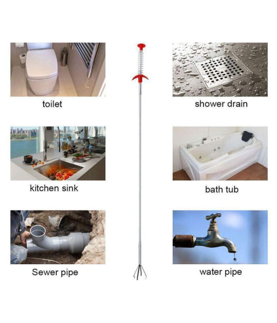 Stainless Steel Drain Cleaner 90cm Kitchen Bath Rod Hair Drain Pipe Cleaning Spring Stick