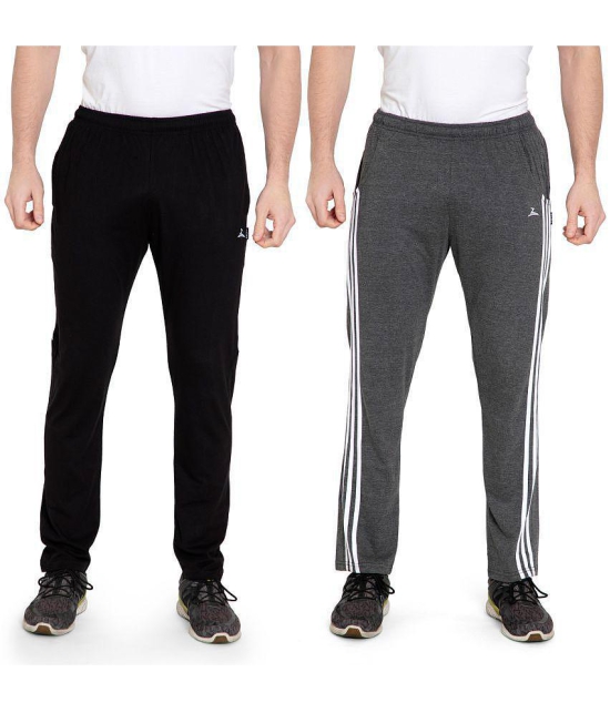 Zeffit Solid Men Black, Grey Track Pants (Pack Of 2 ) - XL