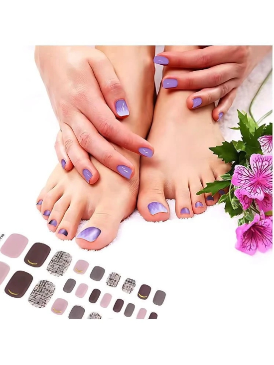 Lenon 24 Pcs Rhinestone Art Tips Full Nails Cover Toe foot artificial Fake Nails (Assorted) 10 g