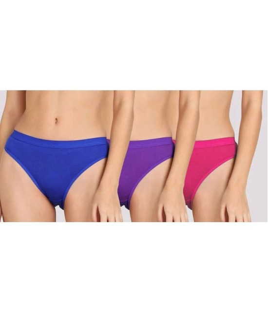 Kiran Enterprises - Multicolor Cotton Solid Womens Briefs ( Pack of 3 ) - None