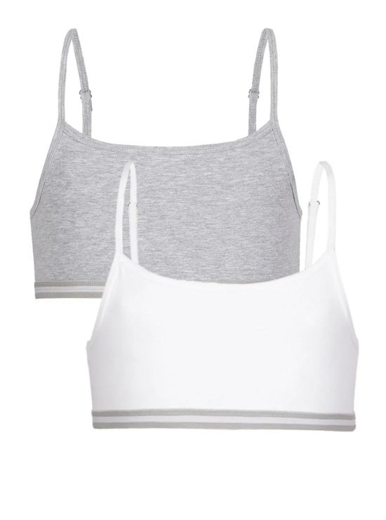 Girls Beginners Bra Grey & White color combo pack of 2-13-14 Years