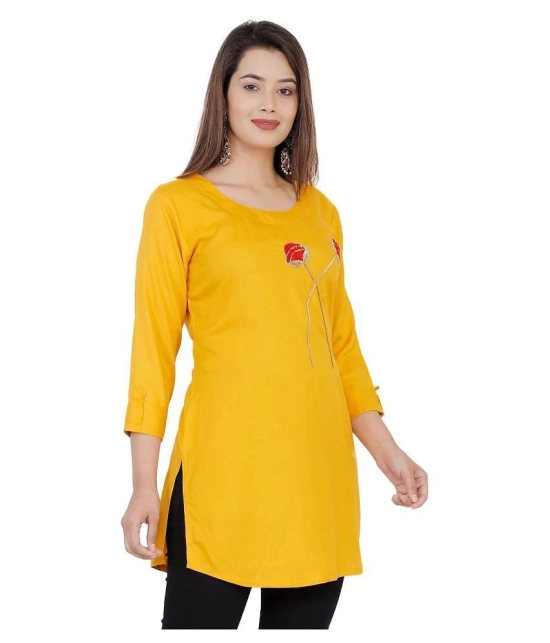 HIGHLIGHT FASHION EXPORT - Yellow Rayon Womens Straight Kurti - XXL