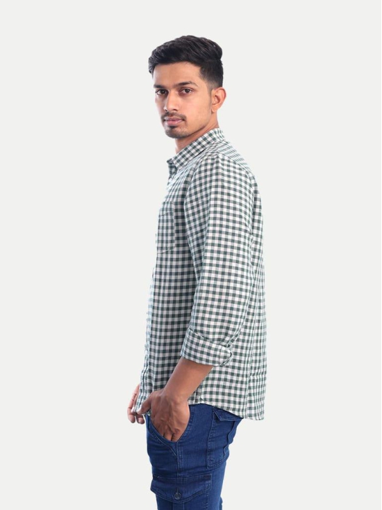 Men White Gingham Checkered Cotton Casual shirt