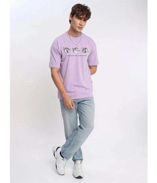 AKTIF Cotton Blend Regular Fit Printed Half Sleeves Mens T-Shirt - Lavender ( Pack of 1 ) - None