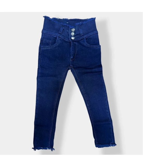 ICONIC ME- Kids Girls Plain Denim Jeans | Premium Denim Dark Blue Jeans - None