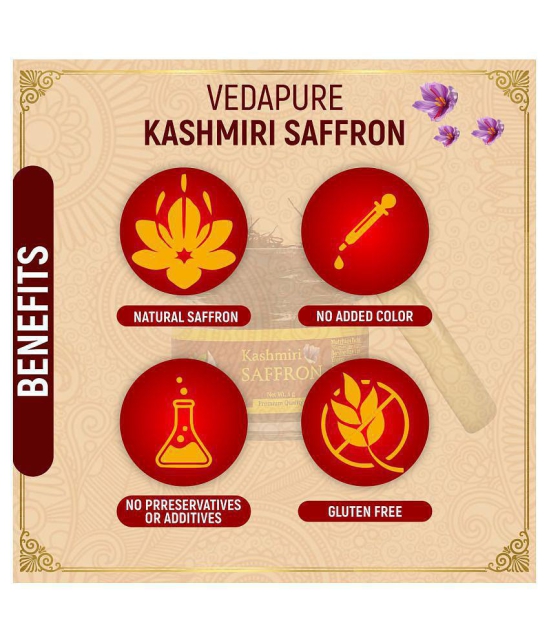 Vedapure Finest A++ Grade Original Kashmiri Saffron/Kesar For Pregnant Women, Skin 1 Gram- (Pack of 1)