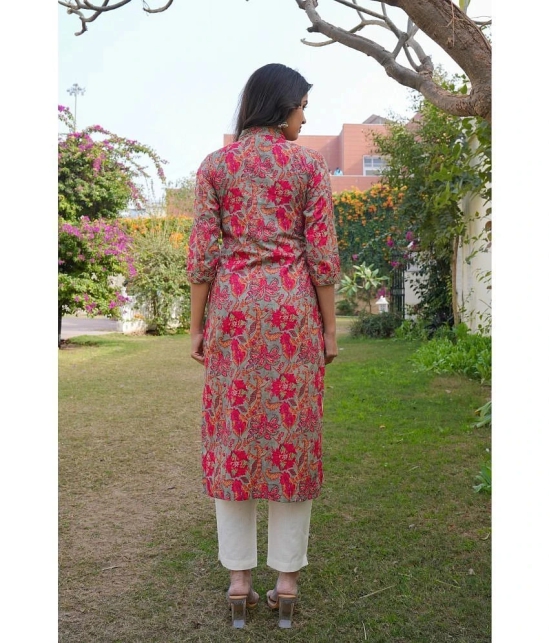 Vbuyz Cotton Printed Straight Womens Kurti - Pink ( Pack of 1 ) - None