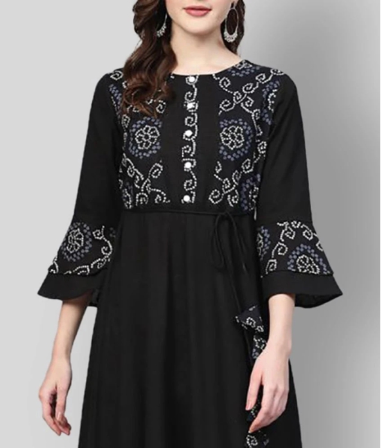 Yash Gallery - Black Cotton Blend Womens Flared Kurti - 3XL