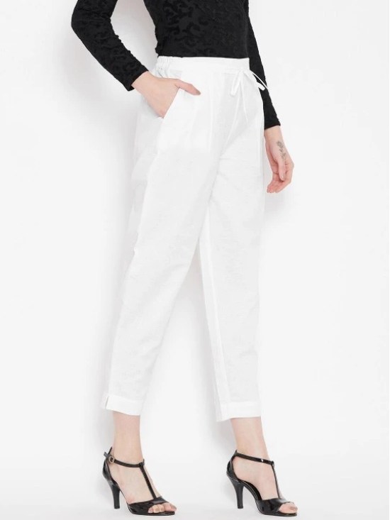 Women White Relaxed Peg Trousers