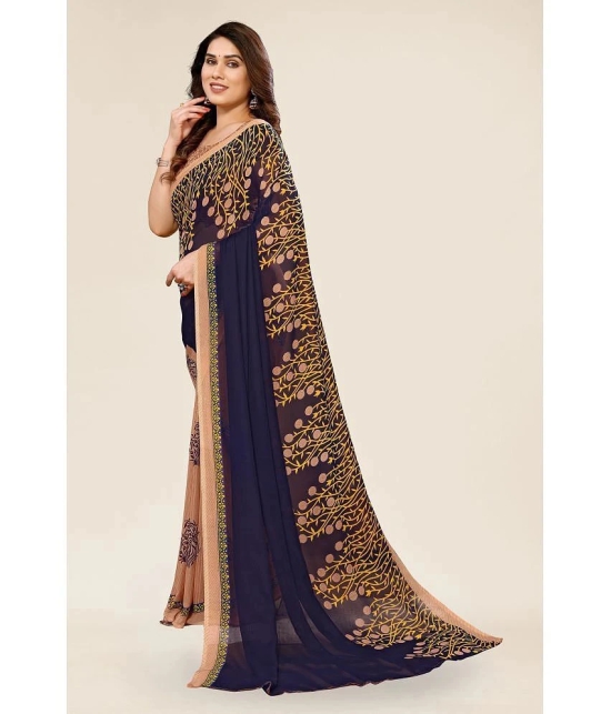 Anand Sarees Georgette Printed Saree With Blouse Piece - Beige ( Pack of 1 ) - Beige