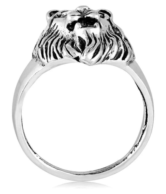 Asmitta Excellent Lion Shape Silver Plated Finger Ring For Men - None