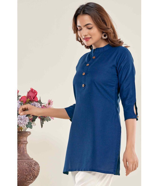 Glomee - Blue Cotton Blend Women's Tunic ( Pack of 1 ) - None