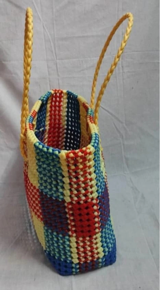 Handwoven Multicolor Plastic Tote Bag _01