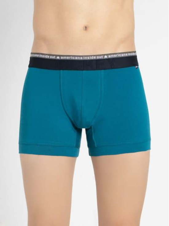 Mens Super Combed Cotton Elastane Stretch Solid Trunk with Ultrasoft Waistband - Celestial