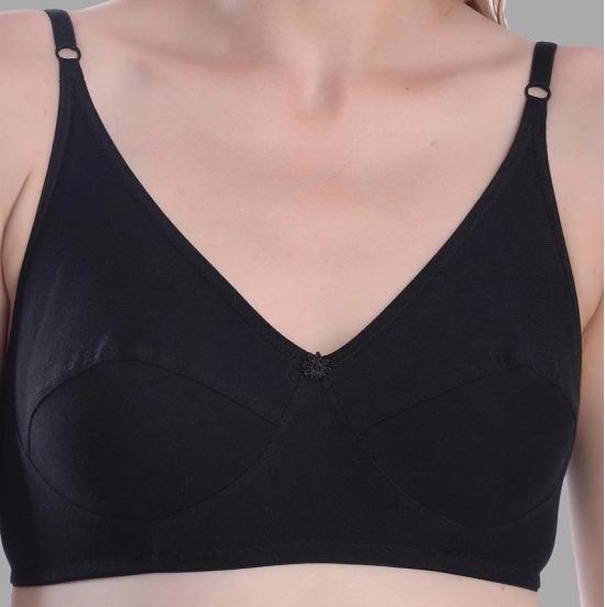 Madam - Black Cotton Blend Non Padded Womens Everyday Bra ( Pack of 1 ) - None