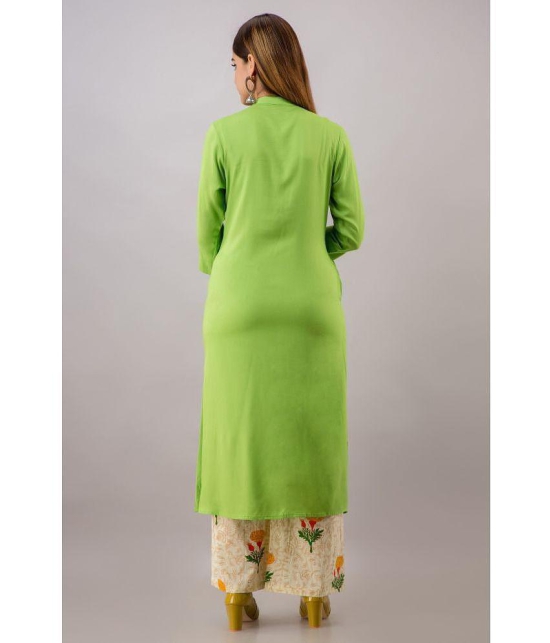 MAUKA - Green Front Slit Rayon Women''s Stitched Salwar Suit ( Pack of 1 ) - None