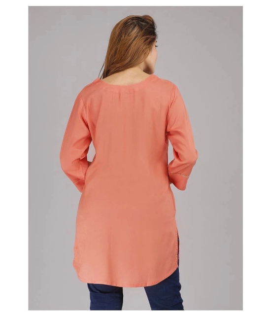 HIGHLIGHT FASHION EXPORT - Peach Rayon Womens Straight Kurti ( Pack of 1 ) - M