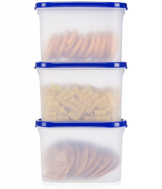 HOMETALES Plastic Multi-Purpose Food Container, 500ml x 3U, 2500ml x 3U (6U) - Navy Blue