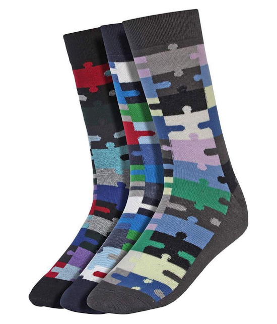 Creature - Cotton Men's Printed Multicolor Full Length Socks ( Pack of 3 ) - Black