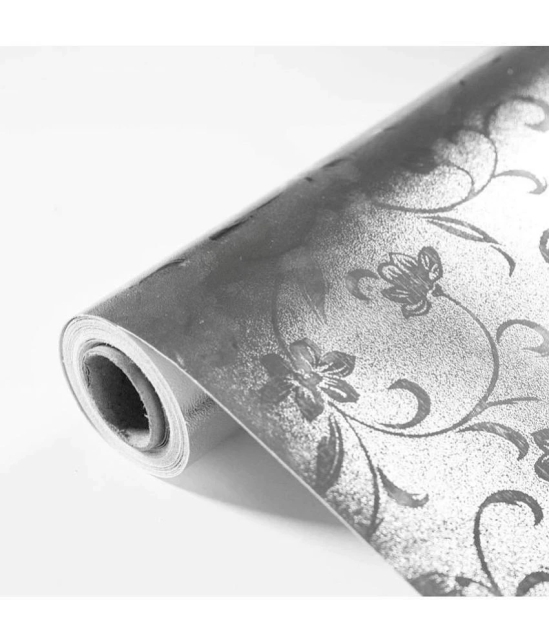 Gatih - ilver Flower Design Self Adhesive Wallpaper Wallpaper ( Pack of 1 )