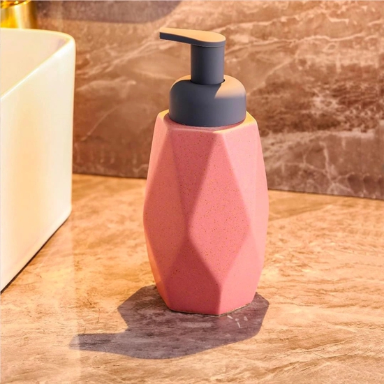 UMAI Ceramic Soap Dispenser Bottle for Bathroom 400ml  Handwash Dispense Pump for Kitchen Sink  Kitchen Accessories Items  for Sanitizer Shampoo Lotion Liquid Soap  Pink-UMAI Ceramic Soap Dispens