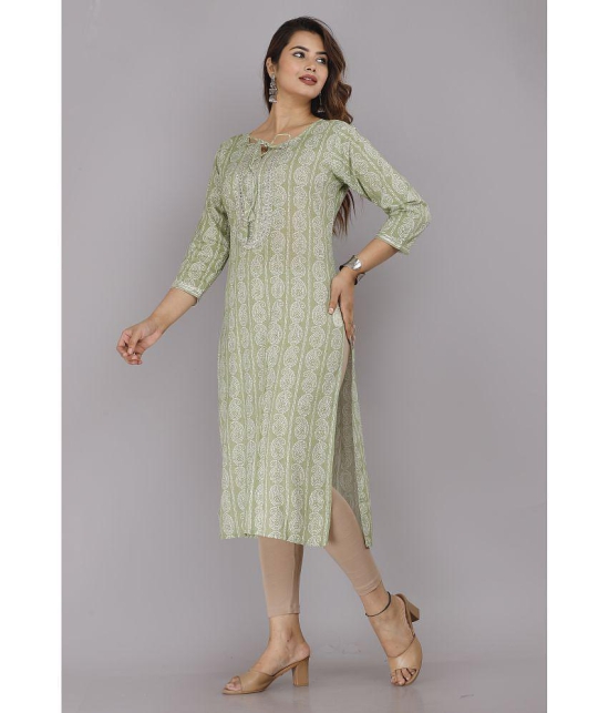 JC4U - Green 100% Cotton Women''s Straight Kurti ( Pack of 1 ) - None