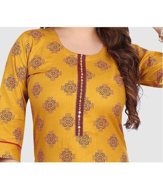 Meher Impex - Gold Cotton Women''s Straight Kurti ( Pack of 1 ) - None