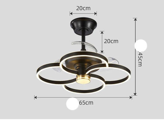 Hdc Black Modern Ceiling Fan Chandelier With Remote Control - Warm White