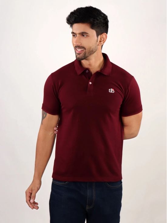 Men Wine Polo Neck T-Shirt-M / Wine