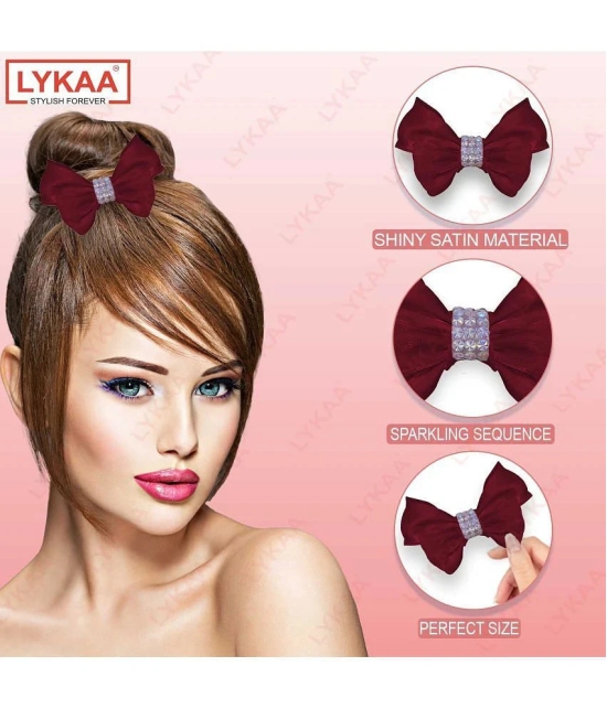 Lykaa Korean Style Hair Bows Barrette Hair Accessories For Girls And Women (Pack of 1) Red - Red