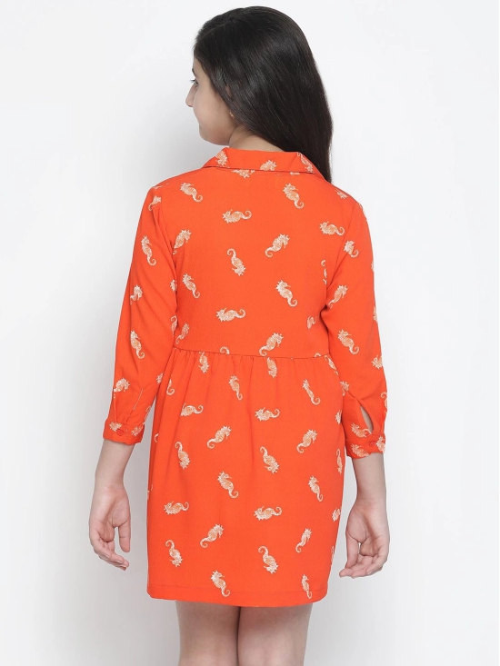 Oxolloxo Orange Floral Satin Shirt Dress