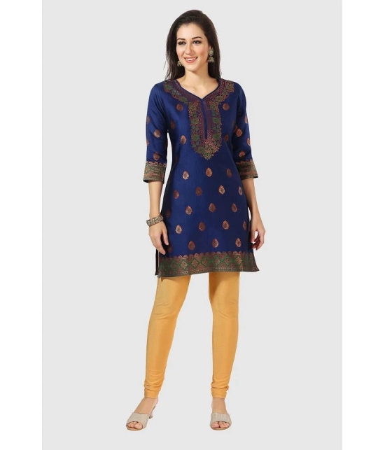 Meher Impex - Navy Art Silk Womens A-line Kurti ( Pack of 1 ) - None